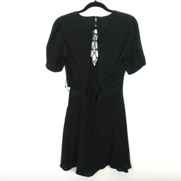 NWT Privacy Please Virginia Black Lace Up Dress M - Picture 9 of 10